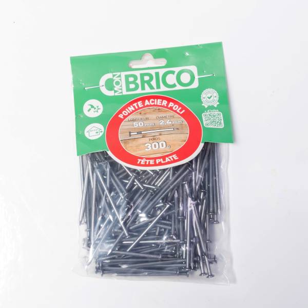 Pointe acier polie Tête Plate 50X2.4MM / 300G – Image 3