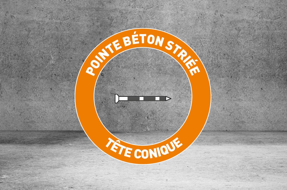 Pointe beton striée Tête Conique 50X3.5MM / 100G